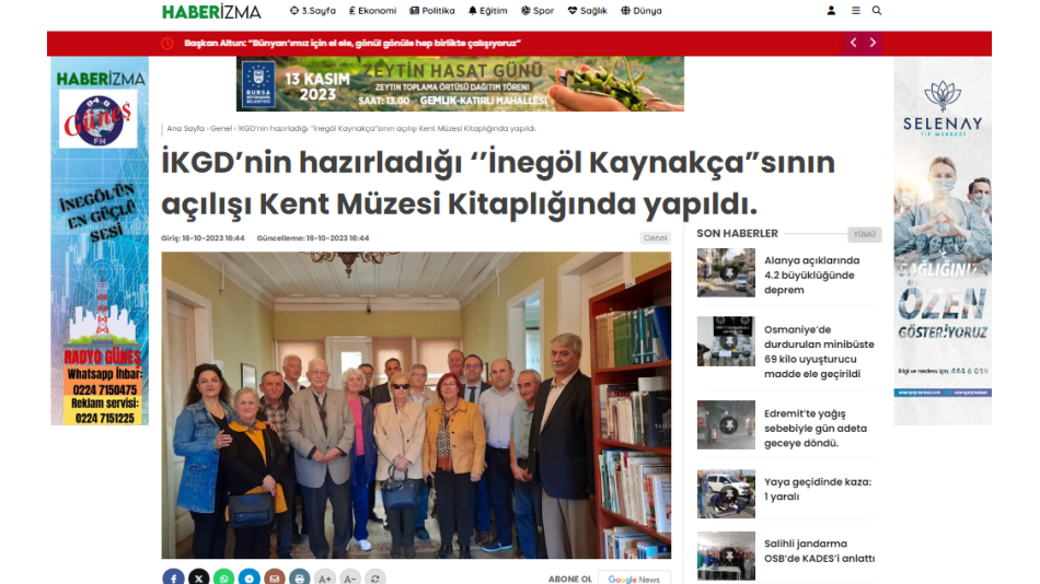 İKGD hazırladığı ‘’İnegöl Kaynakçasının’’ açılışı Kent Müzesi Kitaplığında yapıldı.